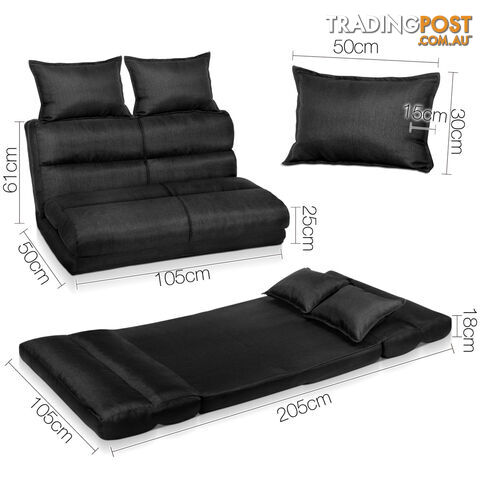 Double Size Adjustable Lounge Sofa - 5 positions Black