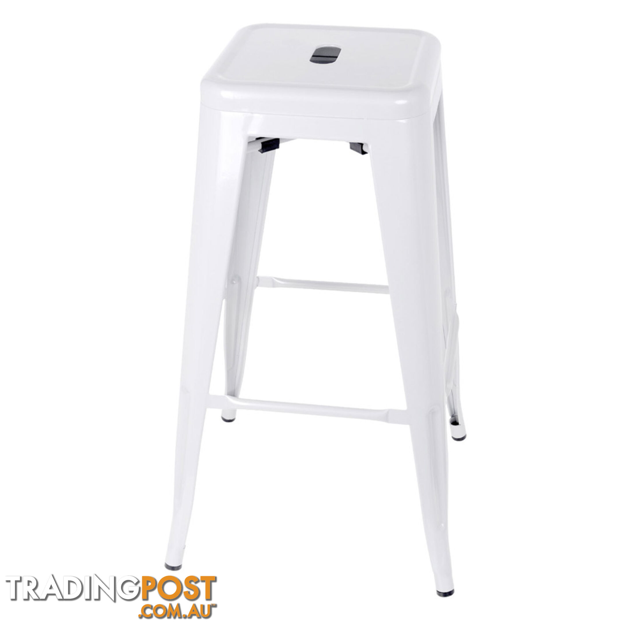 Set of 2 Steel Kitchen Bar Stool 76cm White