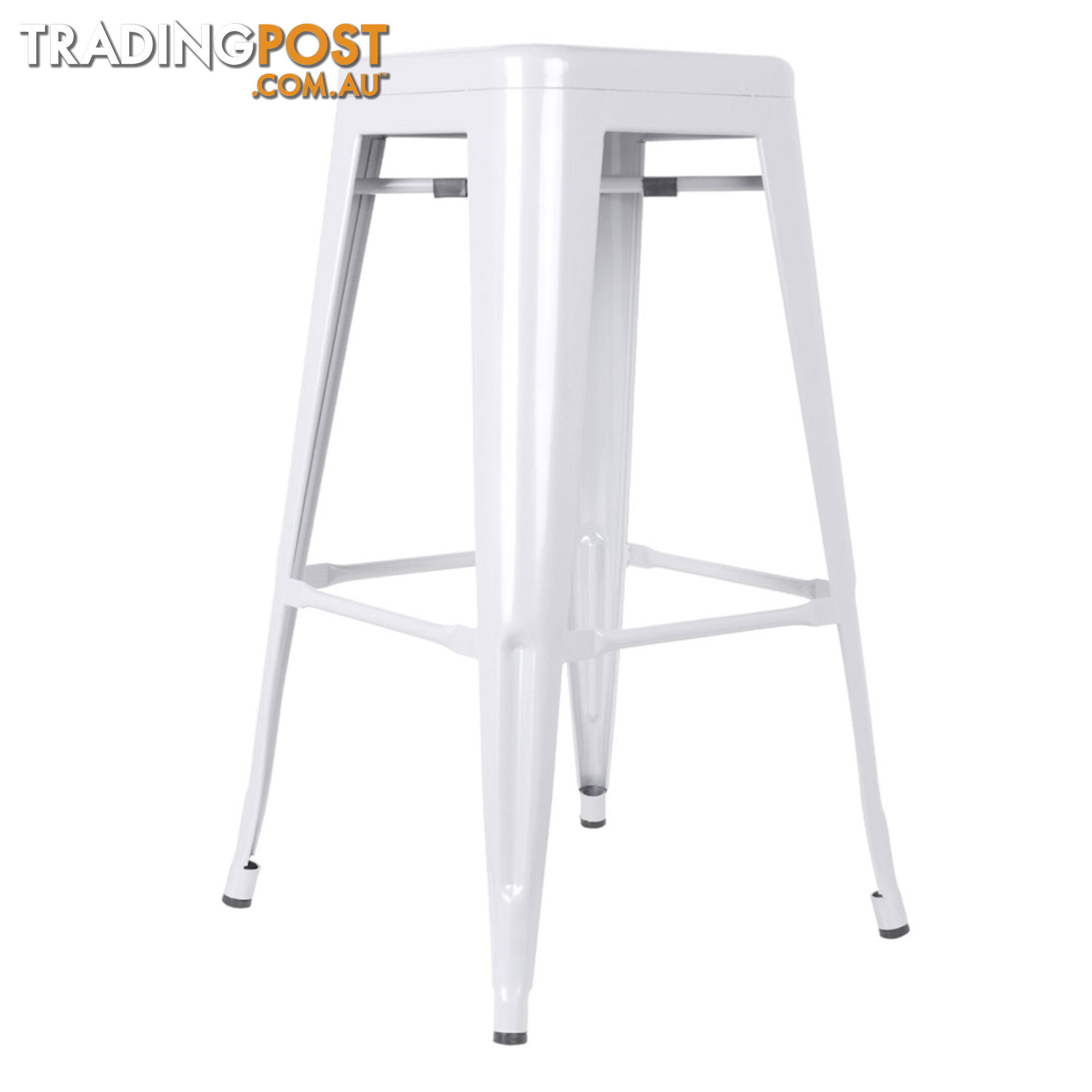 Set of 2 Steel Kitchen Bar Stool 76cm White