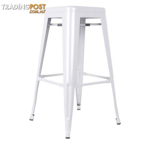 Set of 2 Steel Kitchen Bar Stool 76cm White