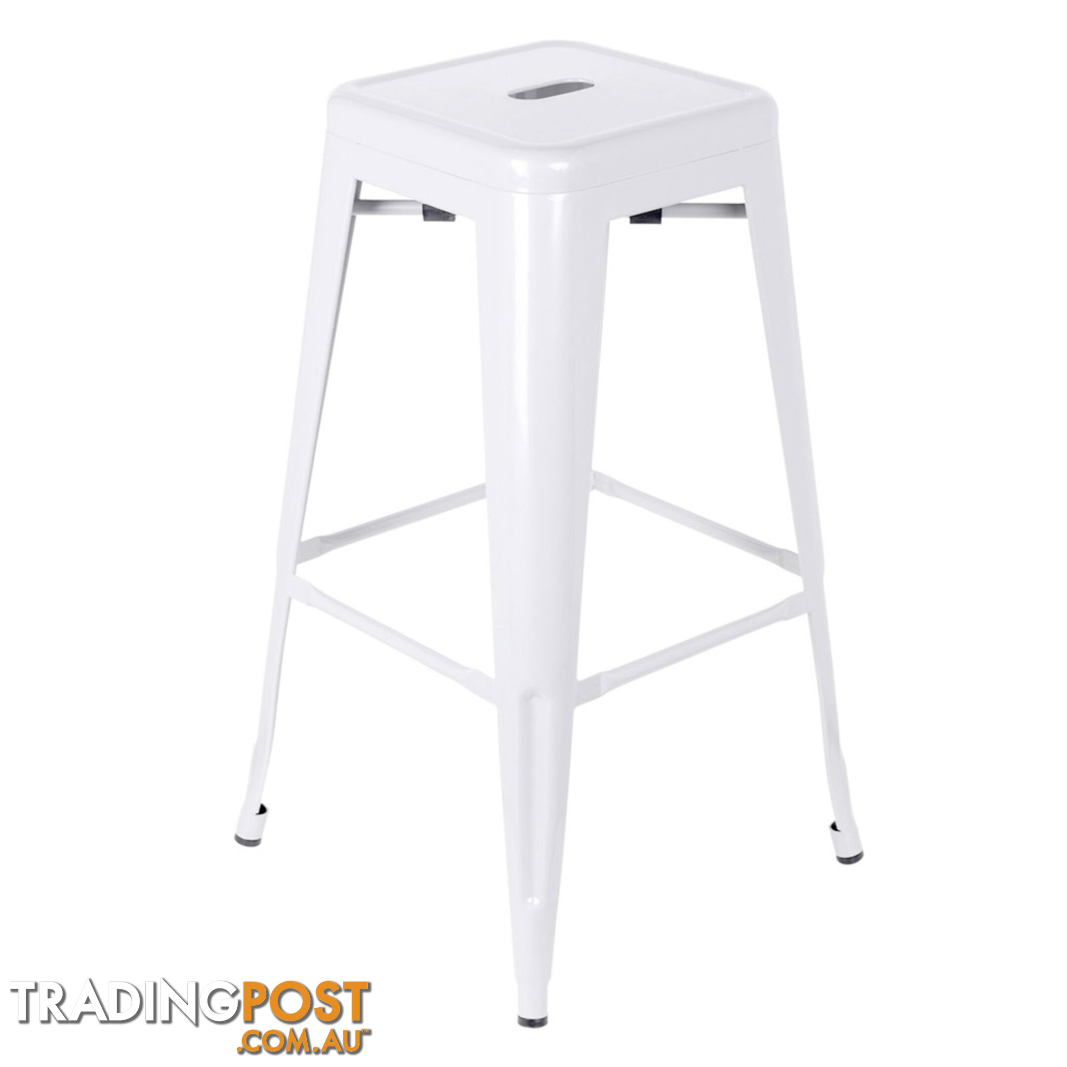 Set of 2 Steel Kitchen Bar Stool 76cm White