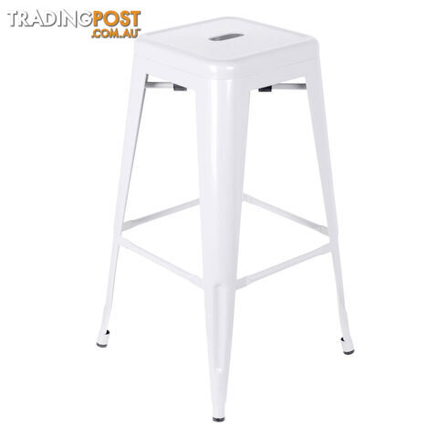 Set of 2 Steel Kitchen Bar Stool 76cm White