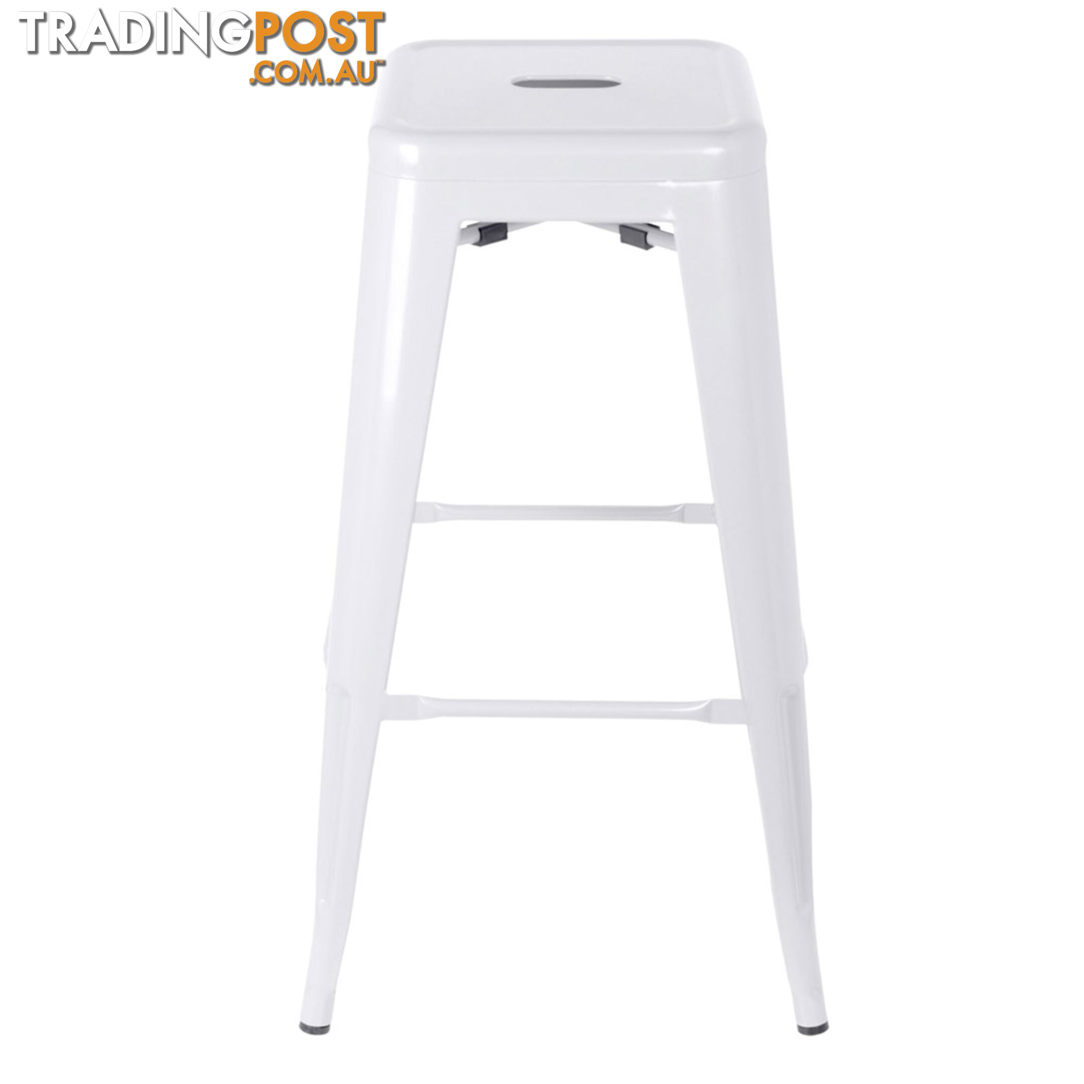 Set of 2 Steel Kitchen Bar Stool 76cm White