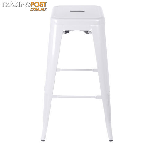 Set of 2 Steel Kitchen Bar Stool 76cm White