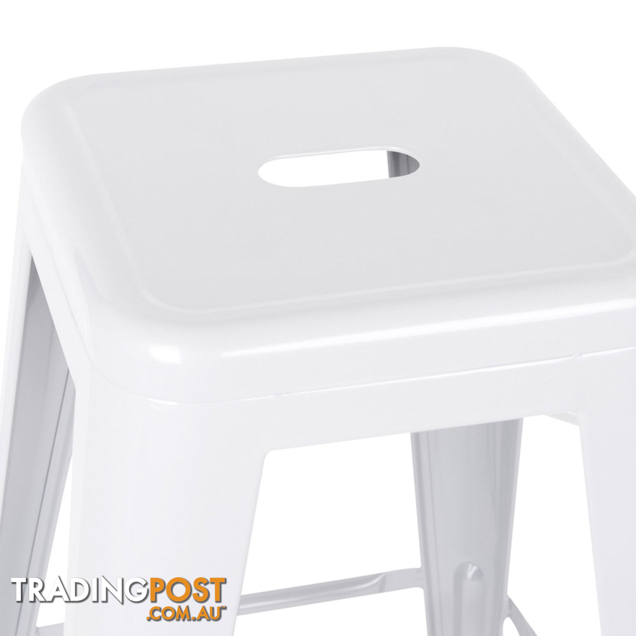 Set of 2 Steel Kitchen Bar Stool 76cm White