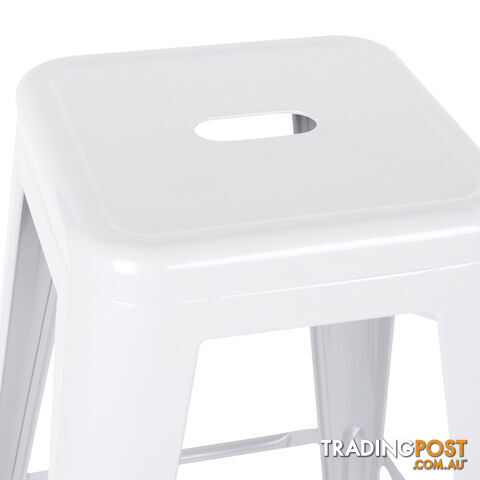 Set of 2 Steel Kitchen Bar Stool 76cm White