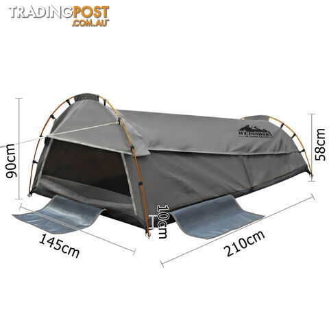 Double Camping Canvas Swag Tent Grey w/ Air Pillow