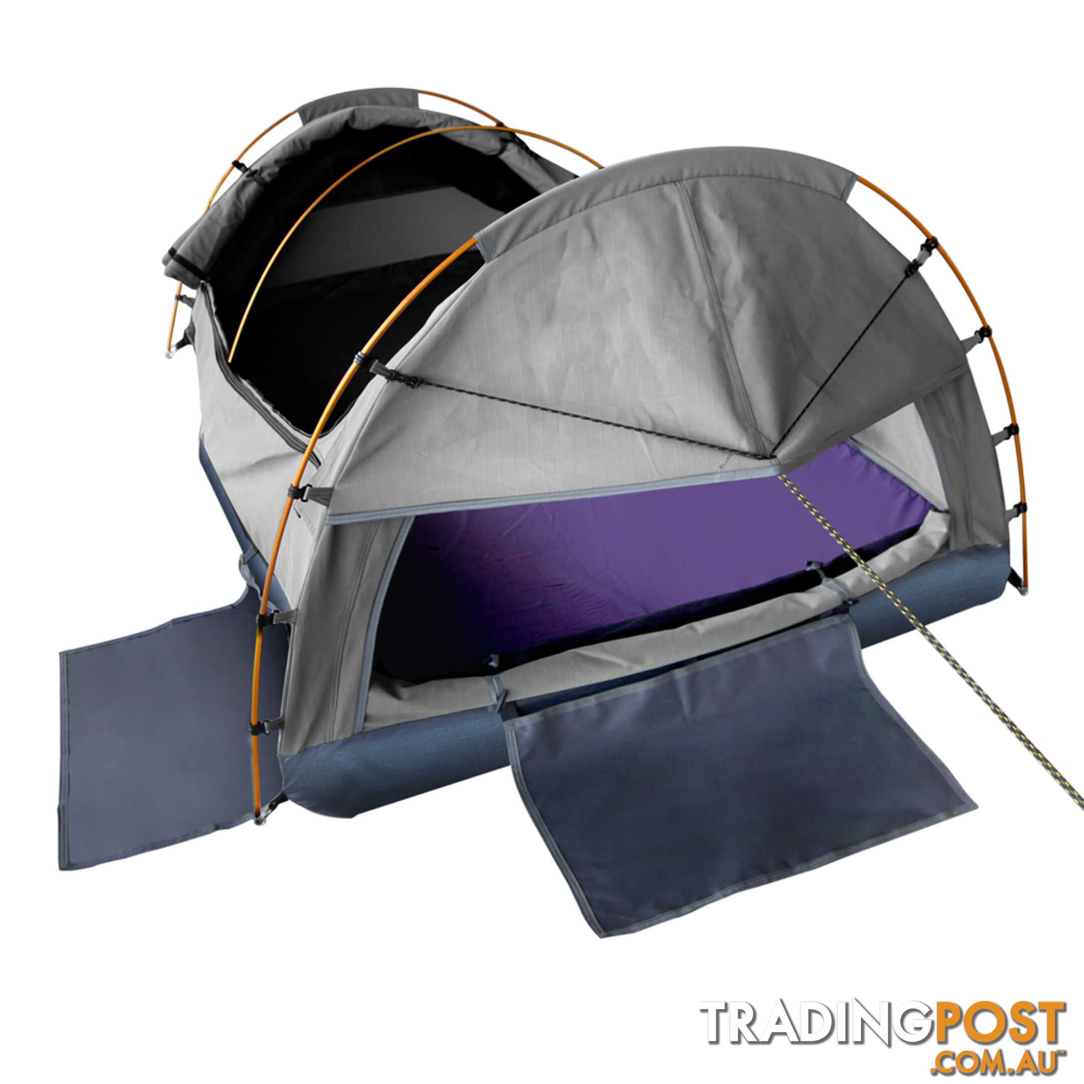 Double Camping Canvas Swag Tent Grey w/ Air Pillow