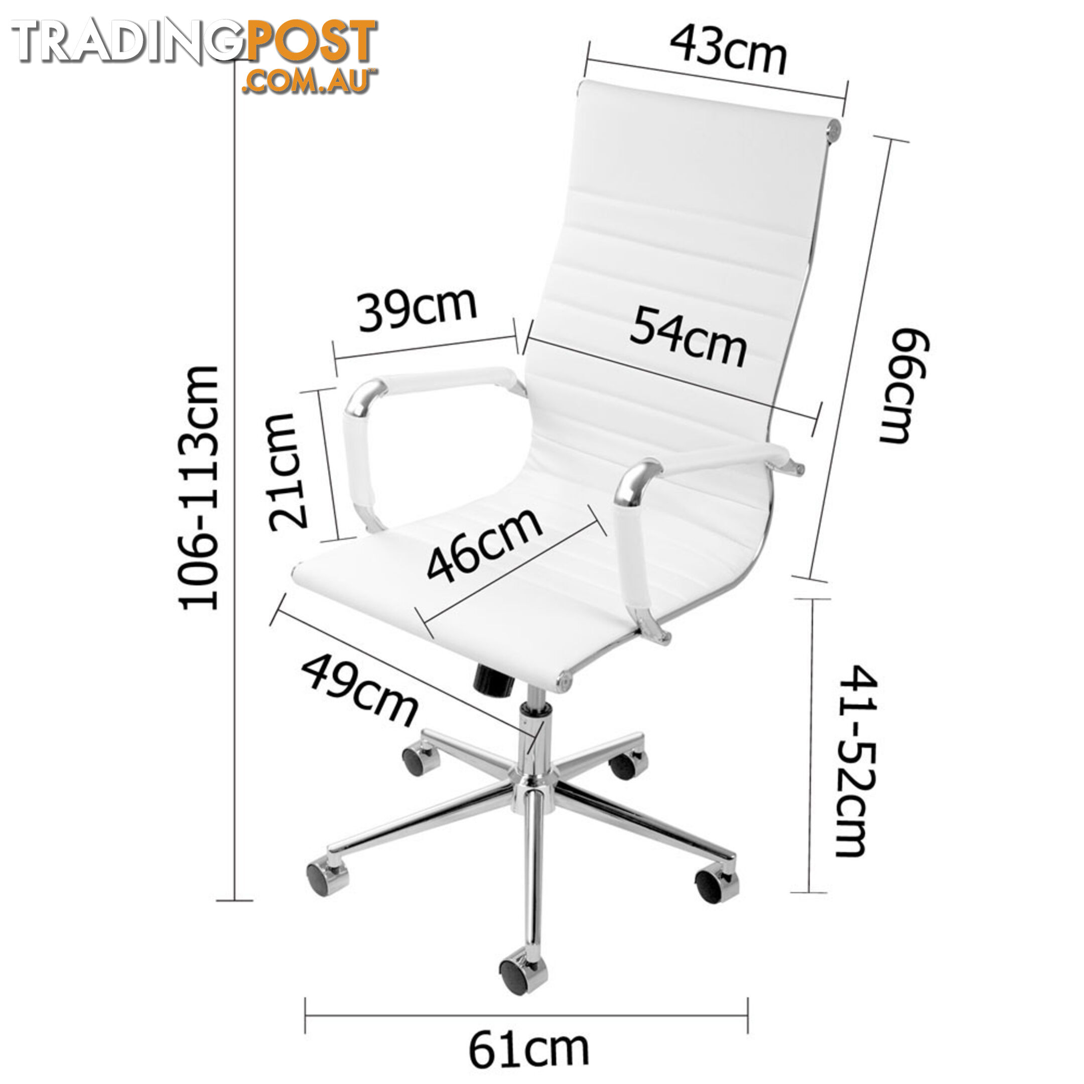 Eames Replica PU Leather High Back Executive Computer Office Chair White