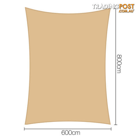 Heavy Duty 185GSM Shade Sail Canopy 6 x 8 M Sand - photo 2 of 5