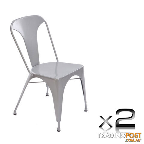 Set of 2 Steel Dining Chair Silver
