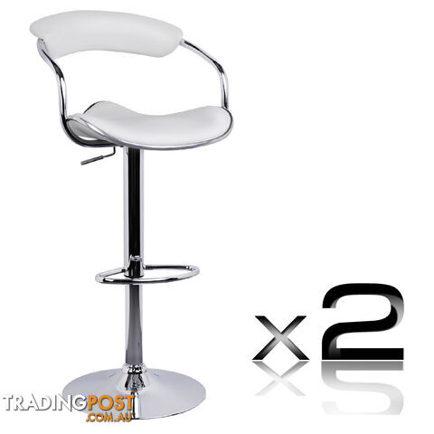 Set of 2 PU Leather Kitchen Bar Stool White