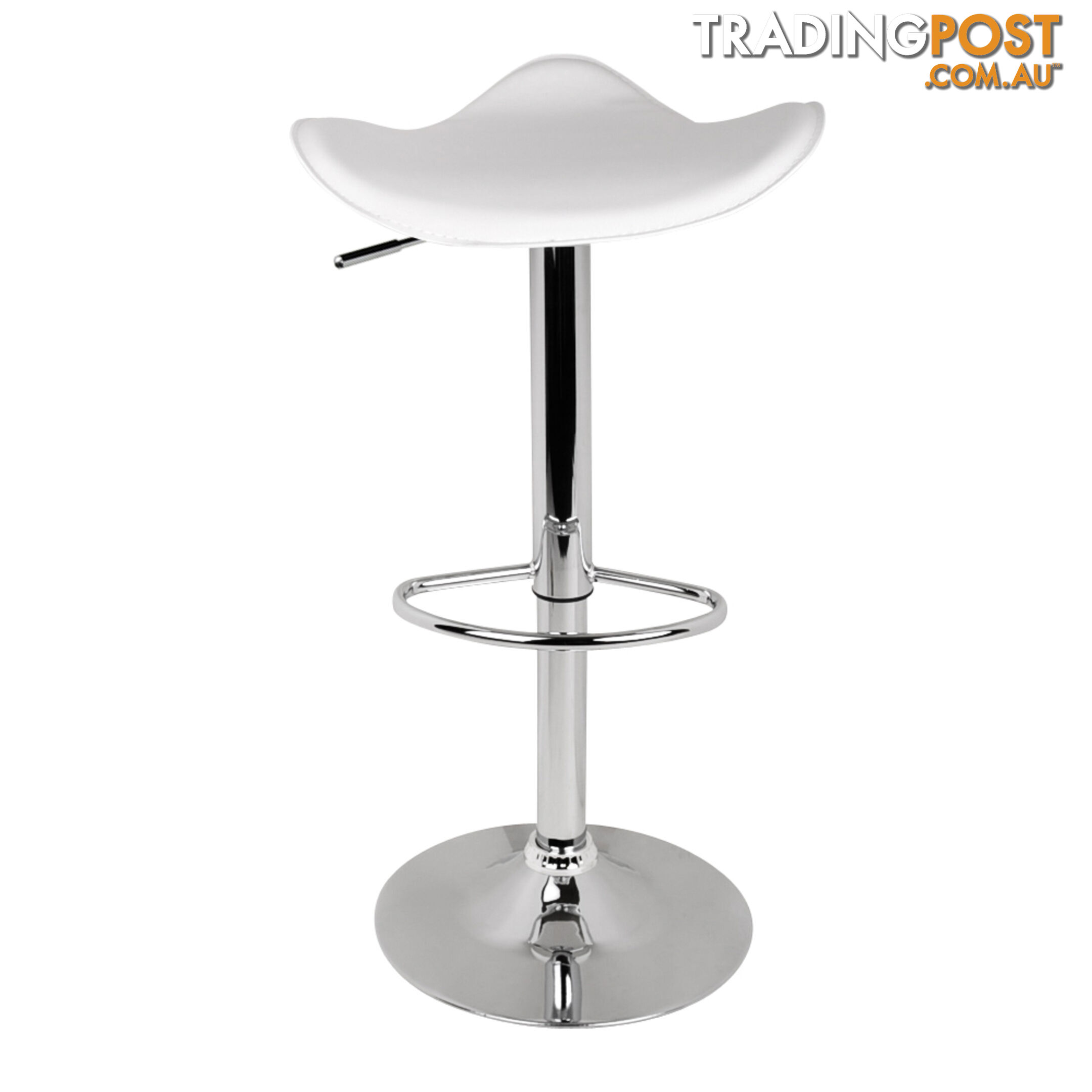 Set of 2 PVC Leather Kitchen Bar Stool White