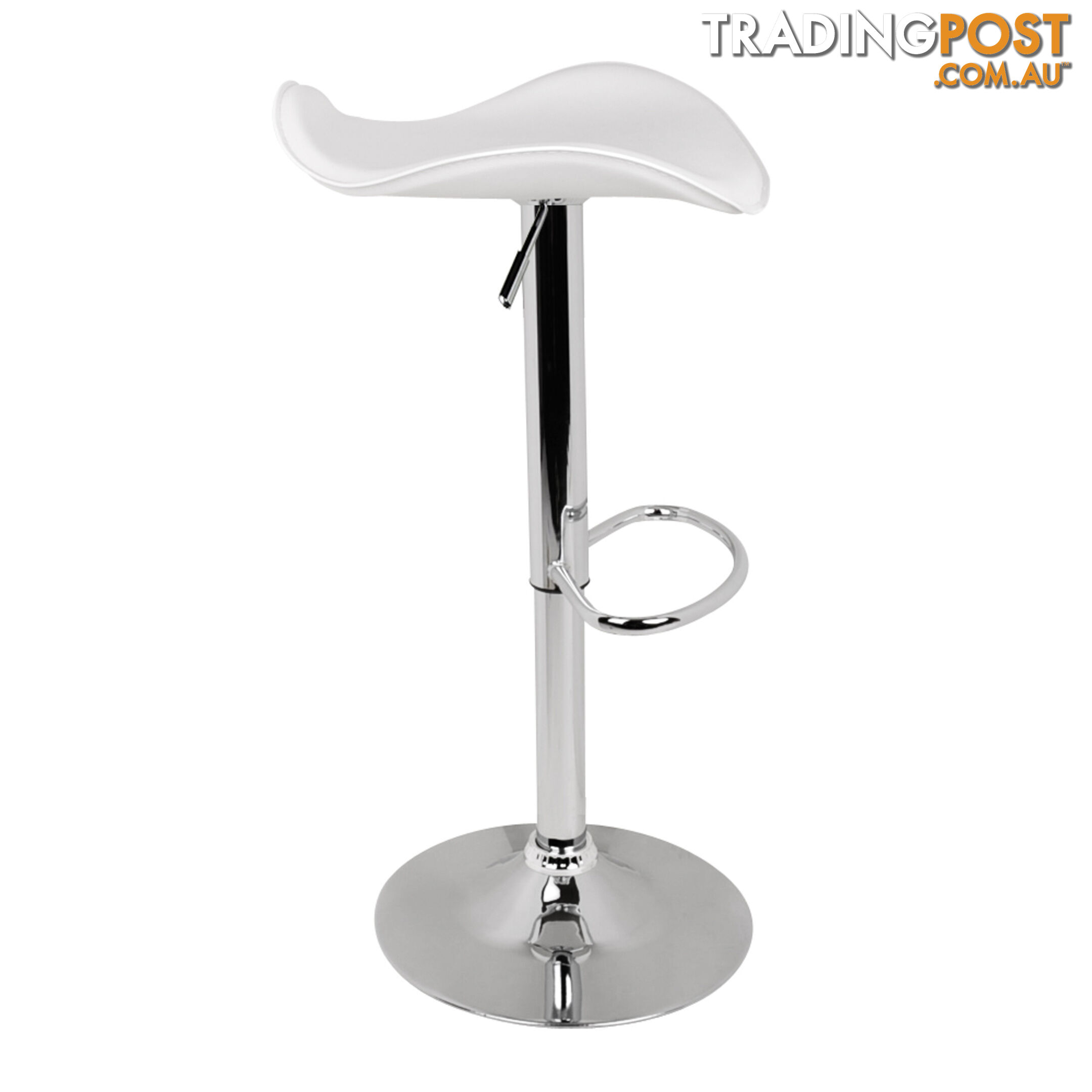 Set of 2 PVC Leather Kitchen Bar Stool White