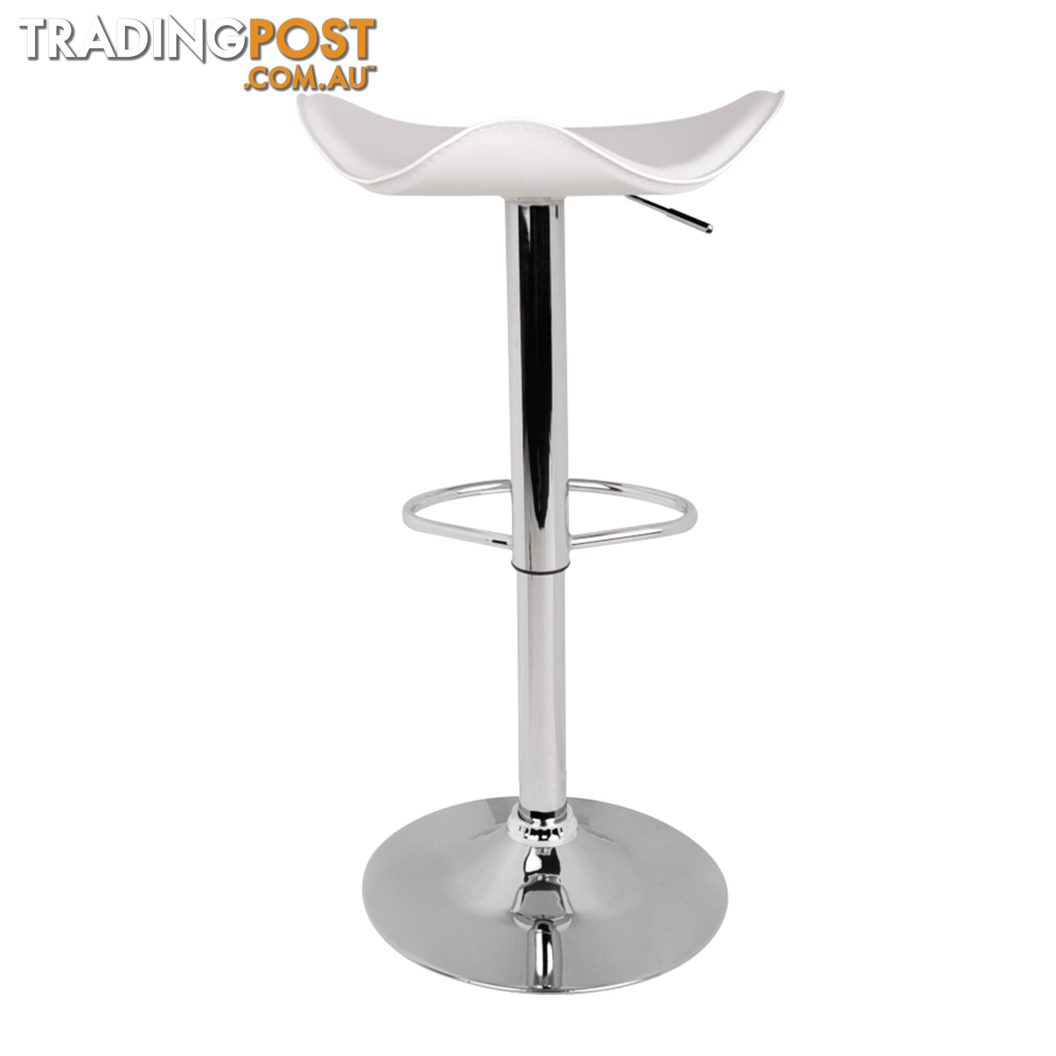 Set of 2 PVC Leather Kitchen Bar Stool White