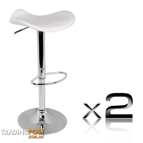 Set of 2 PVC Leather Kitchen Bar Stool White