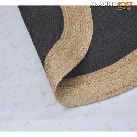 Jute Round Black Rug Black & Natural 120x120cm