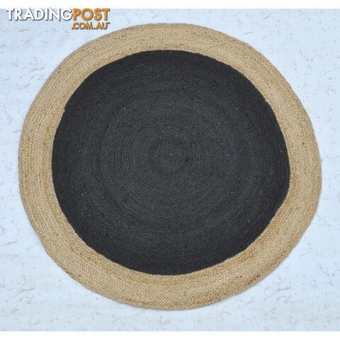 Jute Round Black Rug Black & Natural 120x120cm