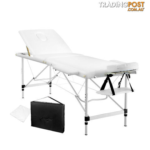 Portable Aluminium 3 Fold Massage Table Chair Bed White 60cm