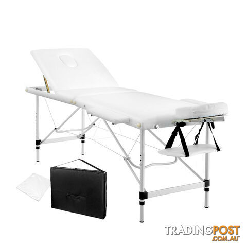 Portable Aluminium 3 Fold Massage Table Chair Bed White 60cm