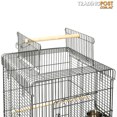 Parrot Pet Aviary Bird Cage w/ Open Roof 145cm Black