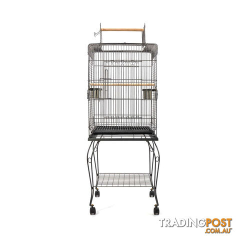 Parrot Pet Aviary Bird Cage w/ Open Roof 145cm Black