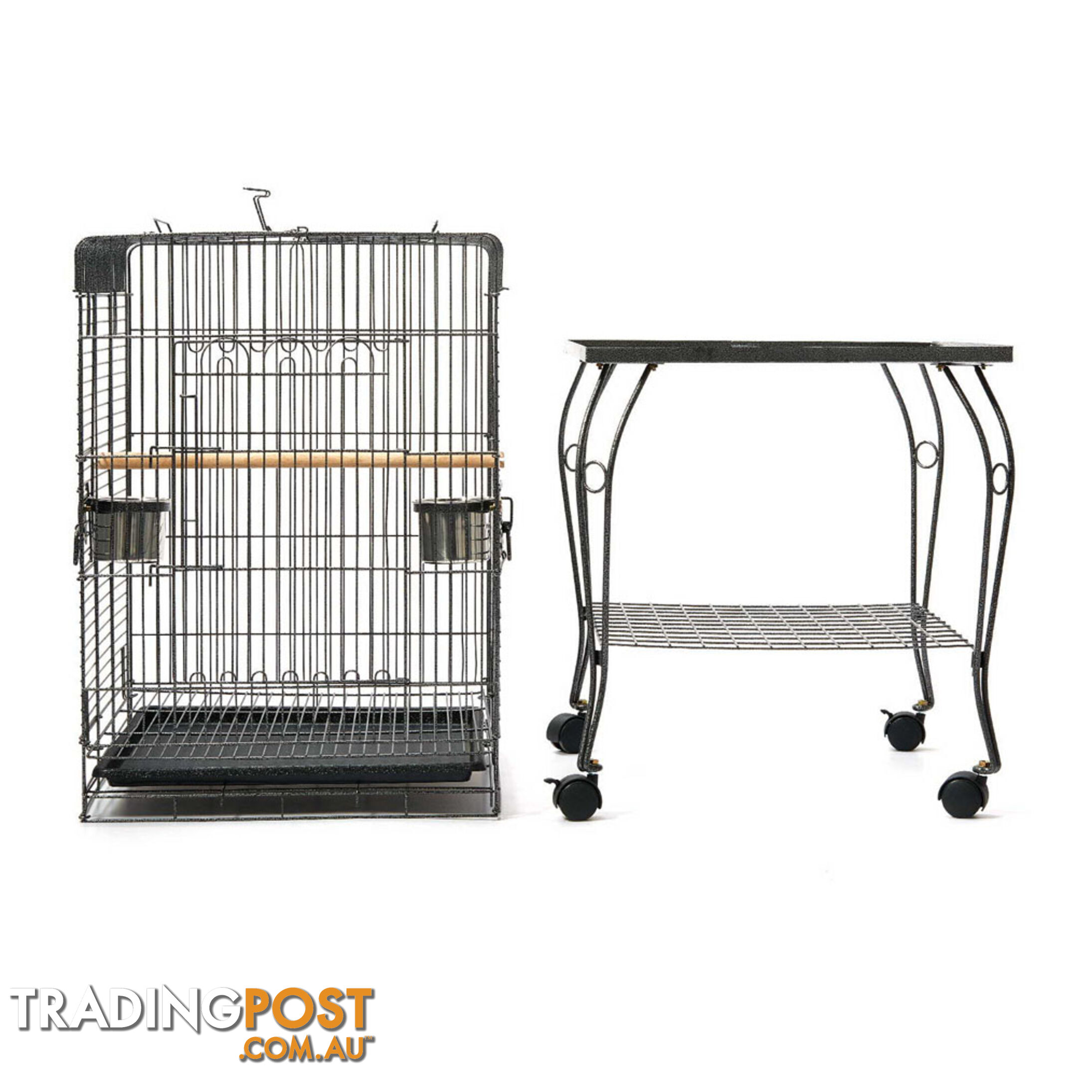 Parrot Pet Aviary Bird Cage w/ Open Roof 145cm Black