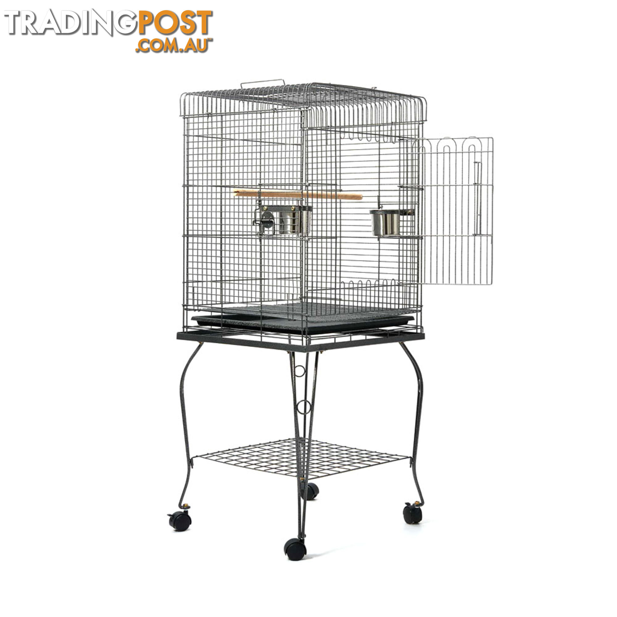 Parrot Pet Aviary Bird Cage w/ Open Roof 145cm Black