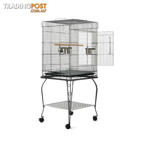 Parrot Pet Aviary Bird Cage w/ Open Roof 145cm Black