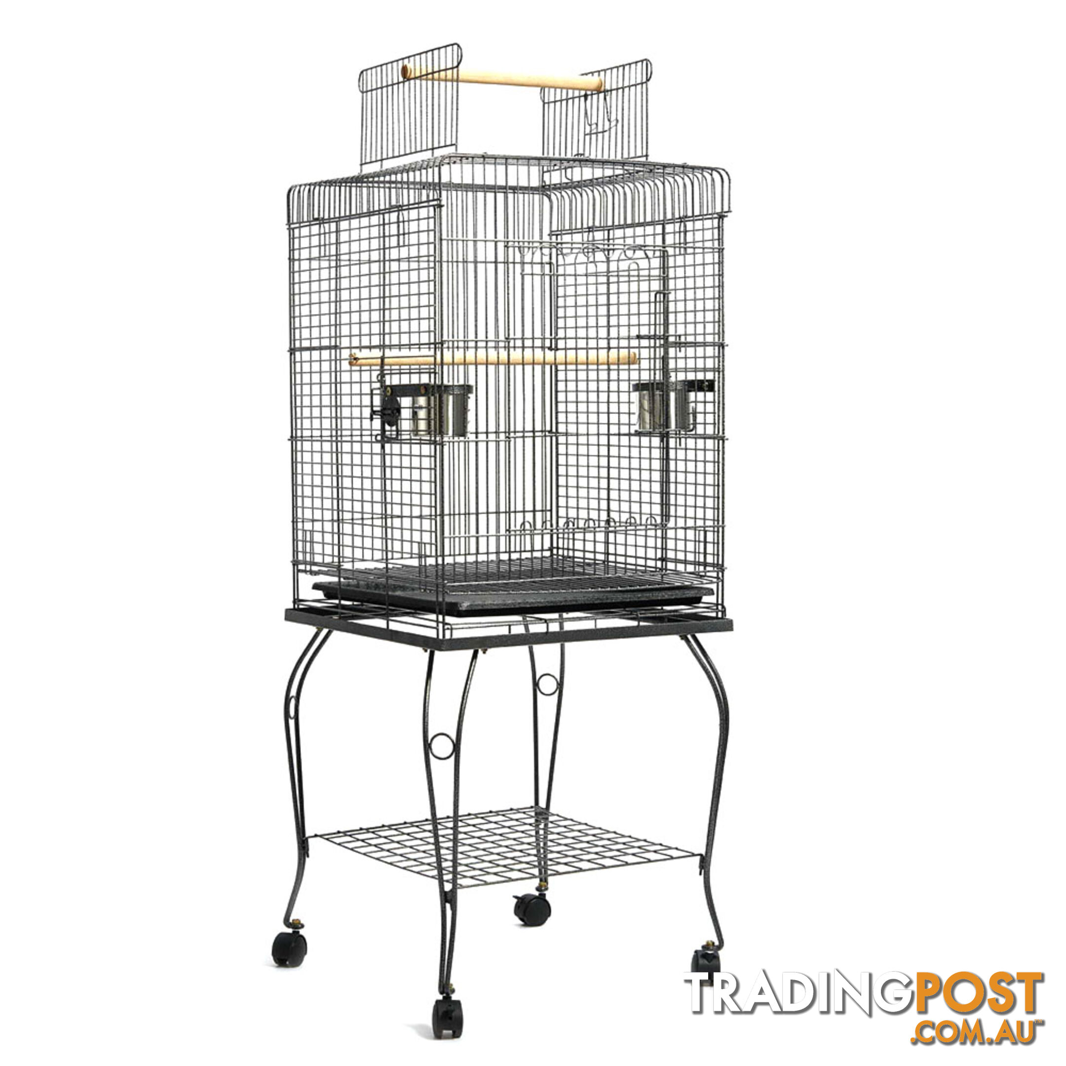 Parrot Pet Aviary Bird Cage w/ Open Roof 145cm Black