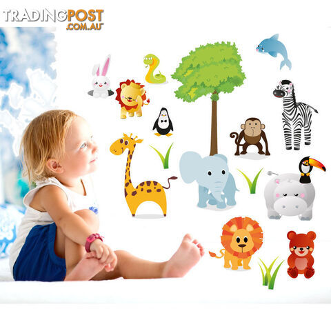 Medium Size Cute Zoo Animals Kids Wall Stickers - Totally Movable