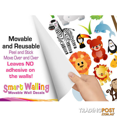 Medium Size Cute Zoo Animals Kids Wall Stickers - Totally Movable