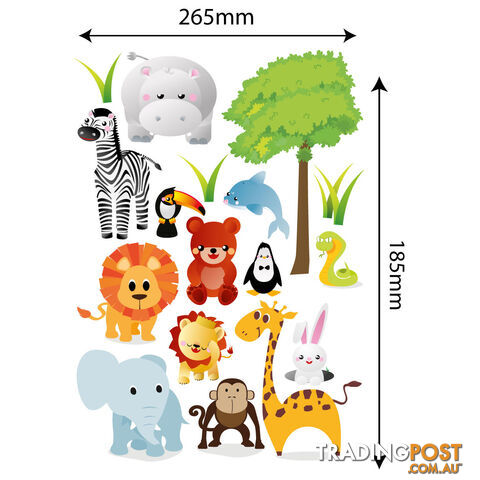 Medium Size Cute Zoo Animals Kids Wall Stickers - Totally Movable