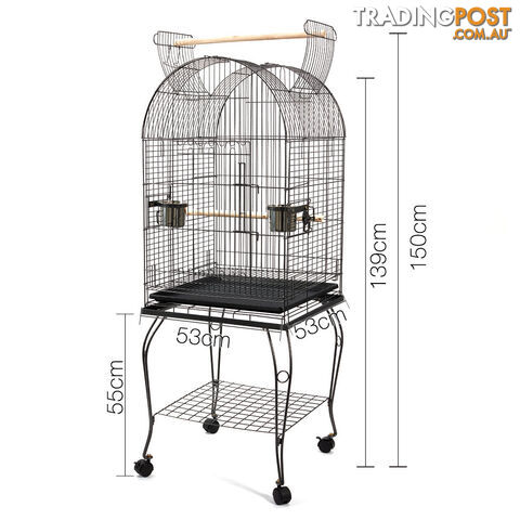 Parrot Pet Aviary Bird Cage w/ Open Roof 150cm Black