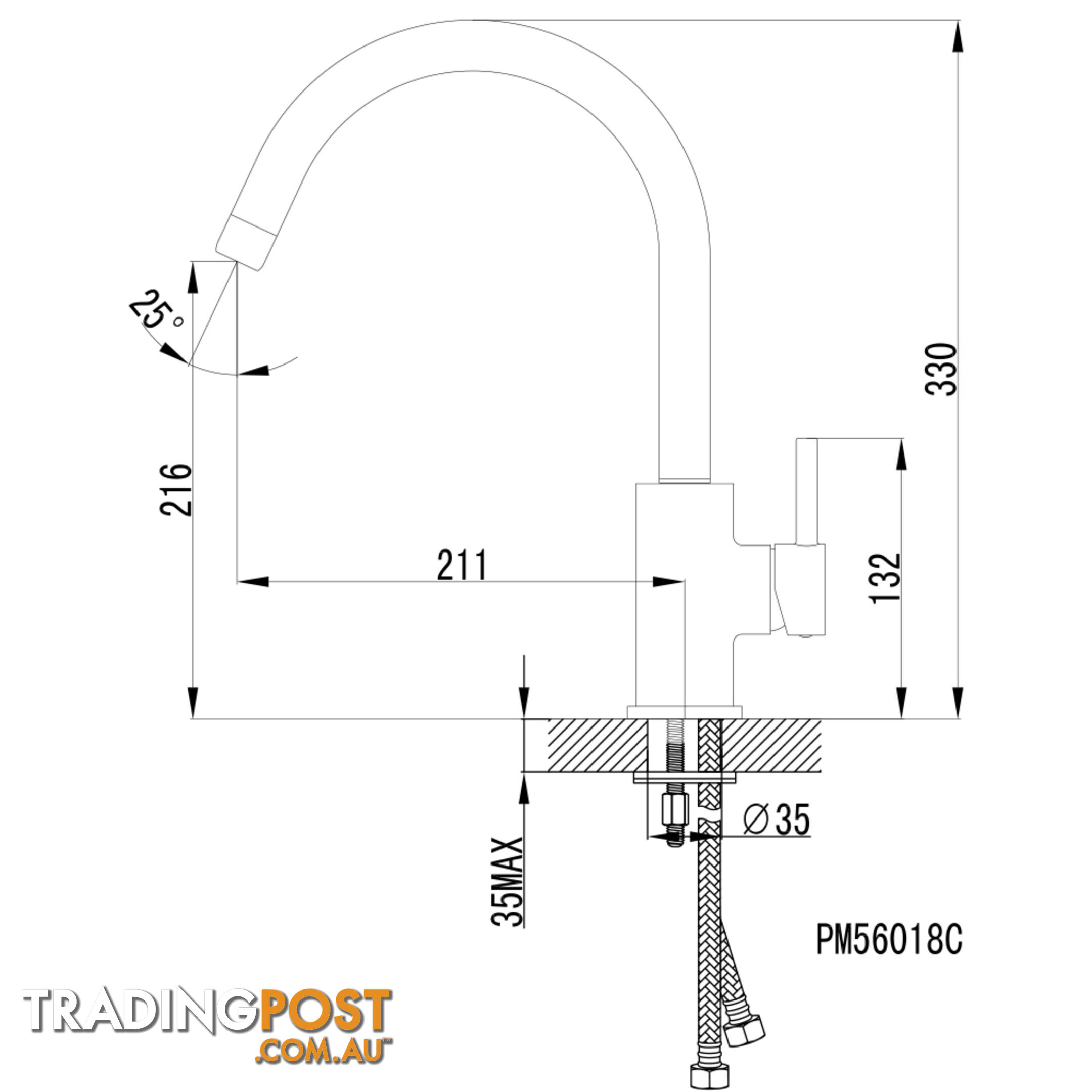 Kitchen Laundry Faucet Basin Sink Mixer Tap Swivel Gooseneck Spout Swivel