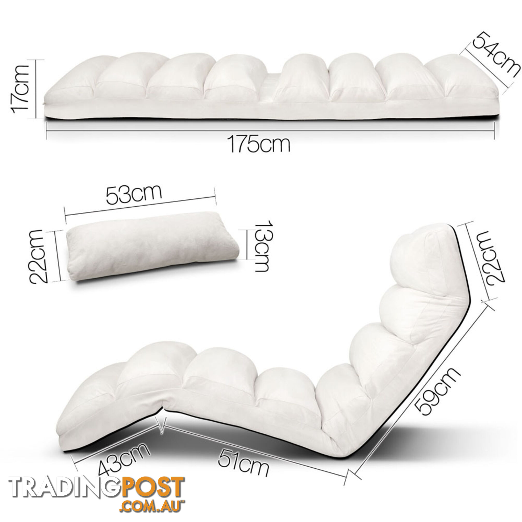 Lounge Sofa Chair - 75 Adjustable Angles _ Ivory