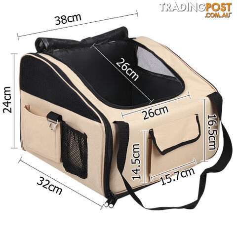 Pet Dog Cat Car Seat Carrier Travel Bag Small Beige