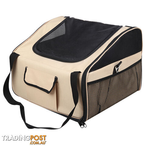 Pet Dog Cat Car Seat Carrier Travel Bag Small Beige