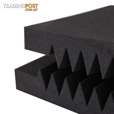 Set of 10 Studio Acoustic Foam Tile Wedge Black 50 x 50 x 5cm