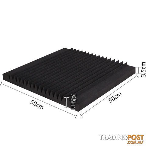 Set of 10 Studio Acoustic Foam Tile Wedge Black 50 x 50 x 5cm