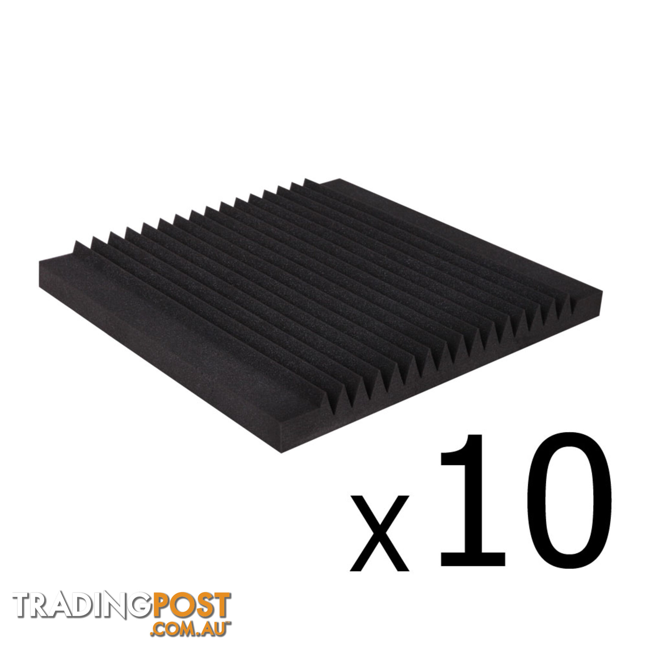 Set of 10 Studio Acoustic Foam Tile Wedge Black 50 x 50 x 5cm