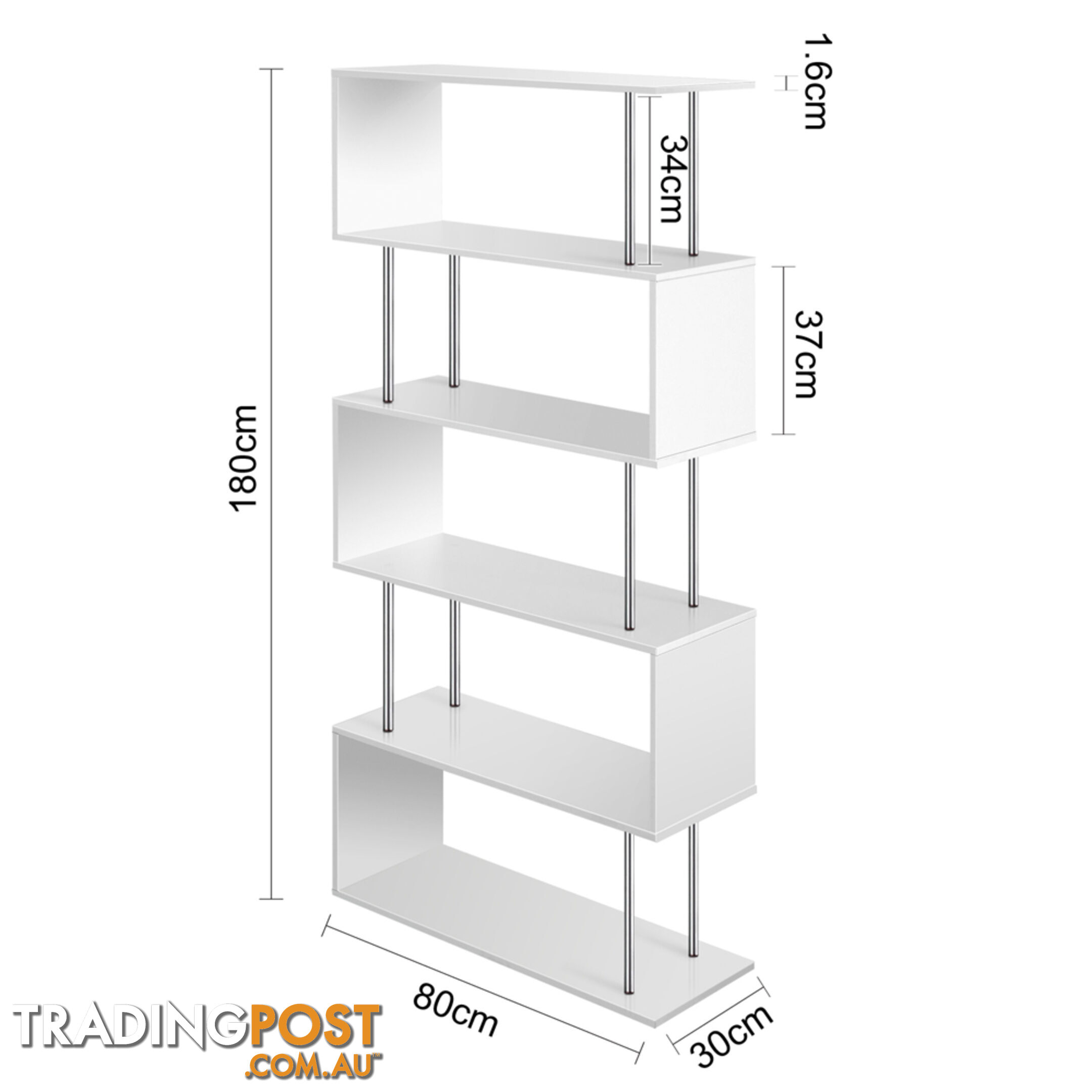 5 Tier Display/Book/Storage Shelf Unit White