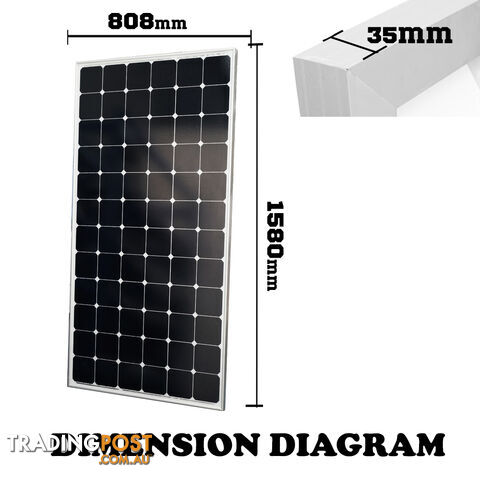 250W 12V Solar Panel kit Generator Power Mono Caravan Camping Battery Charging - photo 4 of 5