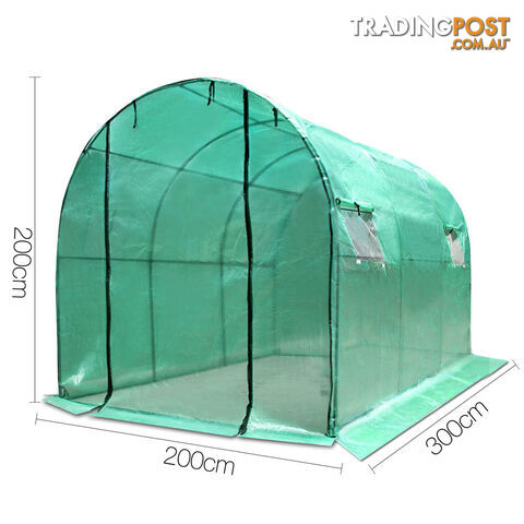 Greenhouse with Green PE Cover - 3M x 2M