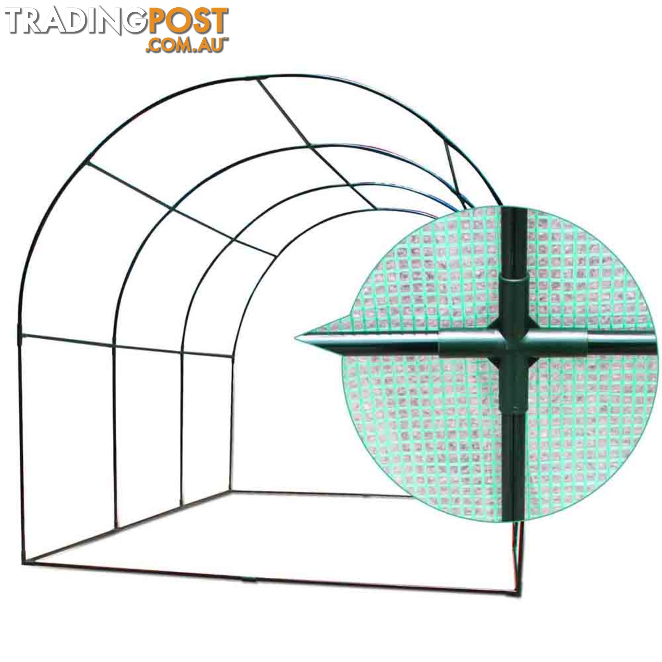 Greenhouse with Green PE Cover - 3M x 2M