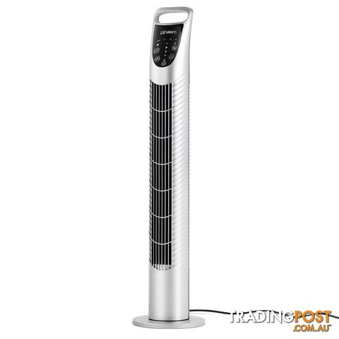 3 Speed Tower Fan  with Remote Control - Silver