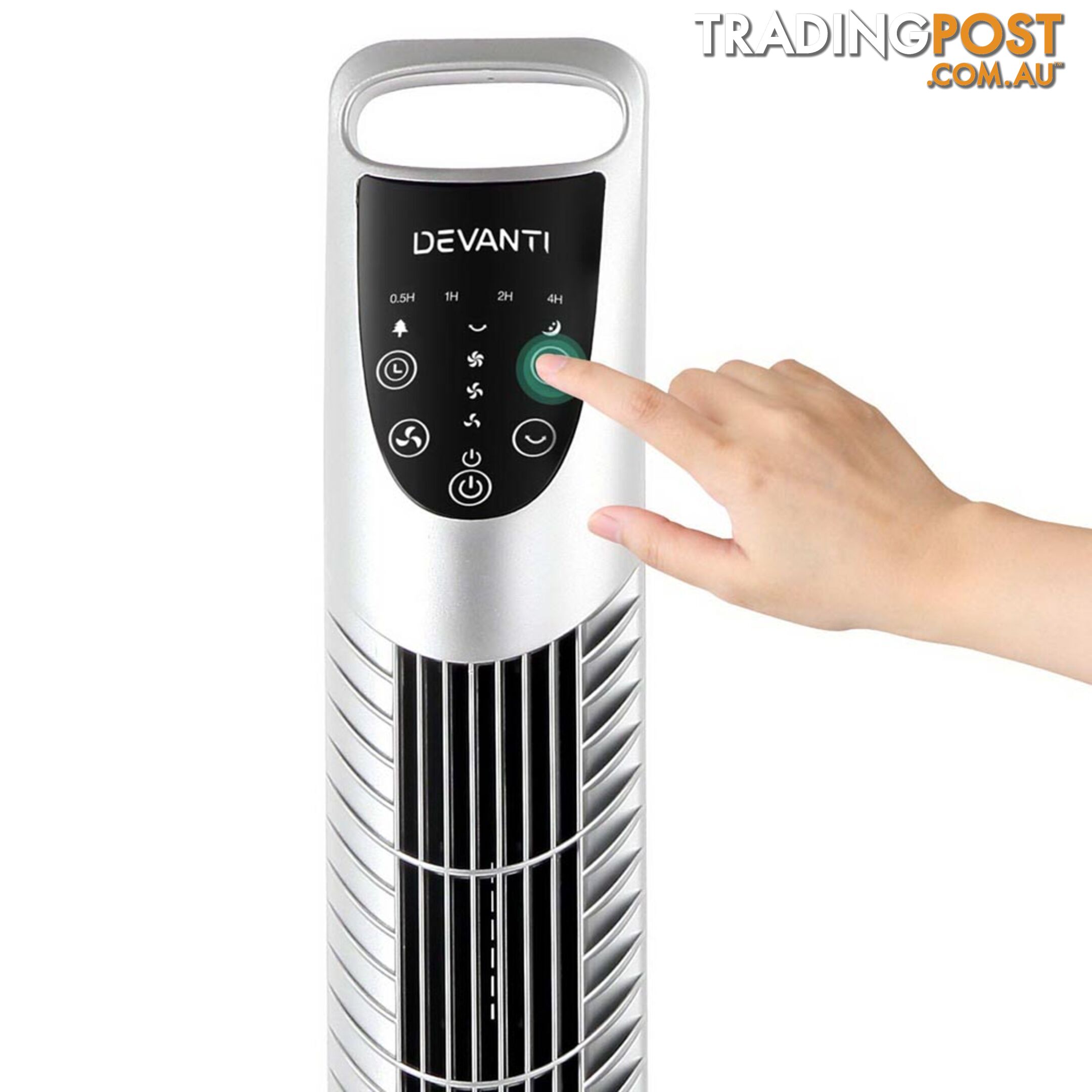 3 Speed Tower Fan  with Remote Control - Silver