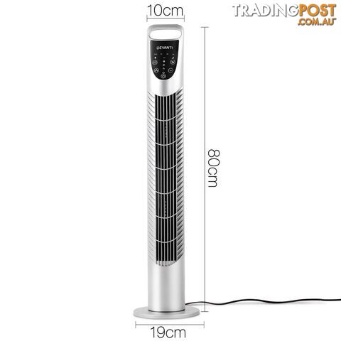 3 Speed Tower Fan  with Remote Control - Silver