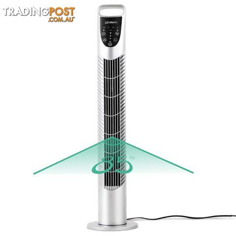 3 Speed Tower Fan  with Remote Control - Silver