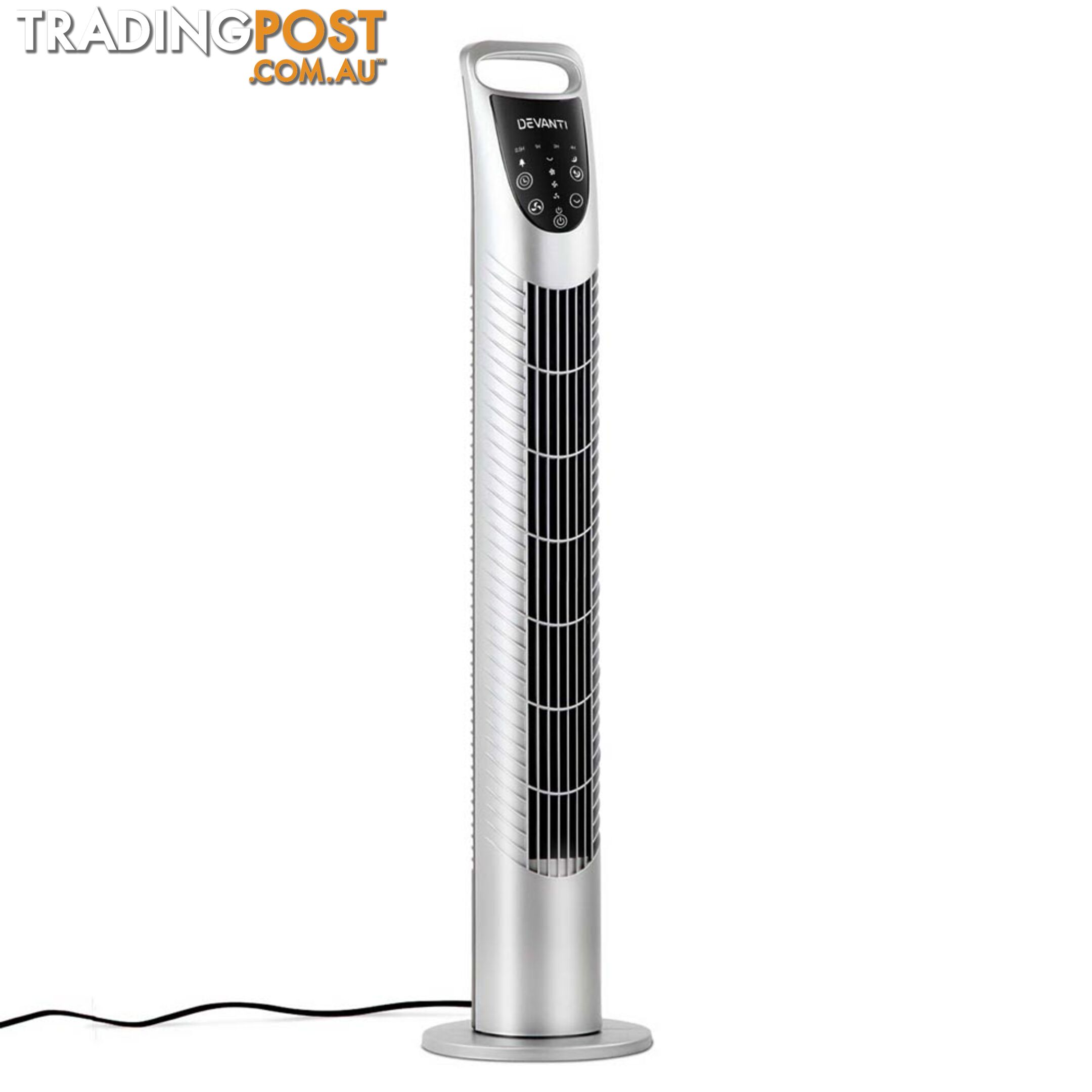 3 Speed Tower Fan  with Remote Control - Silver